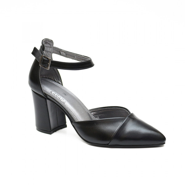 Siyah Deri Dünyanın En Rahat Topuklu Ayakkabısı